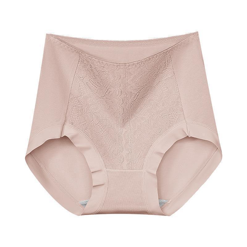 Mid-to-high-rise Tummy-control Lace 50-count Long-staple Cotton Panties For Women