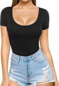 Crew-neck Short-sleeve Slim-fit Pullover T-shirt Slim Top