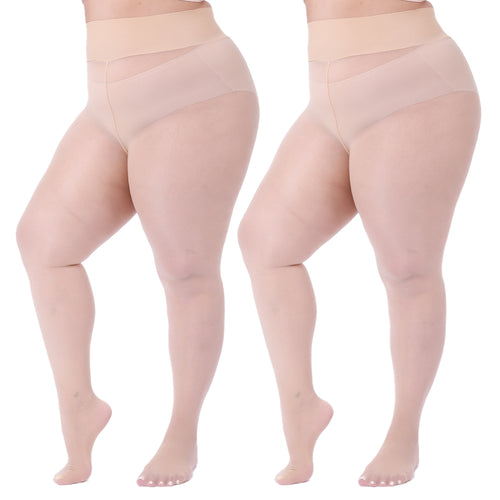 3 Pairs Plus Size Shiny Tights For Women