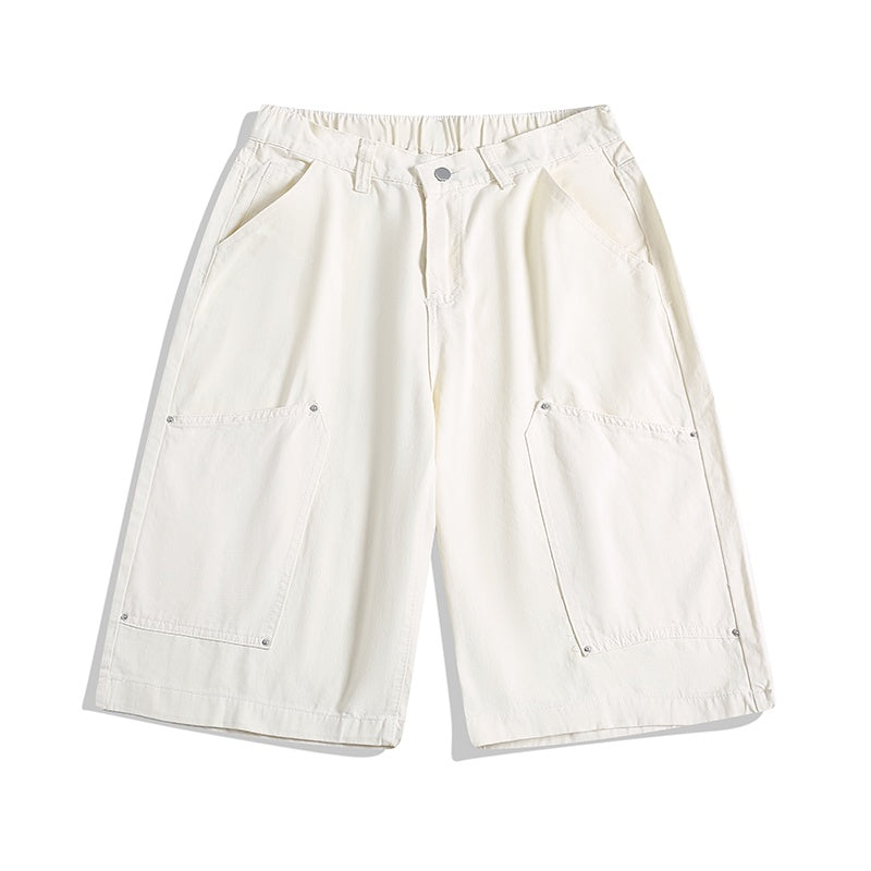Workwear Rivet Cropped Pants Casual Wide-leg Shorts