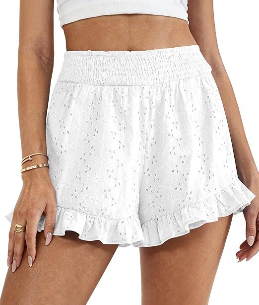 High-waisted Cutout Lace Shorts Womens Casual Beach Shorts