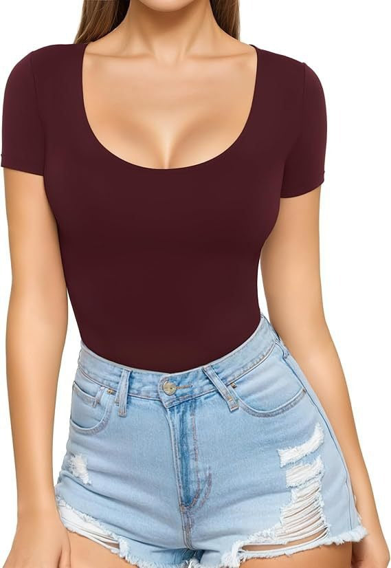 Crew-neck Short-sleeve Slim-fit Pullover T-shirt Slim Top