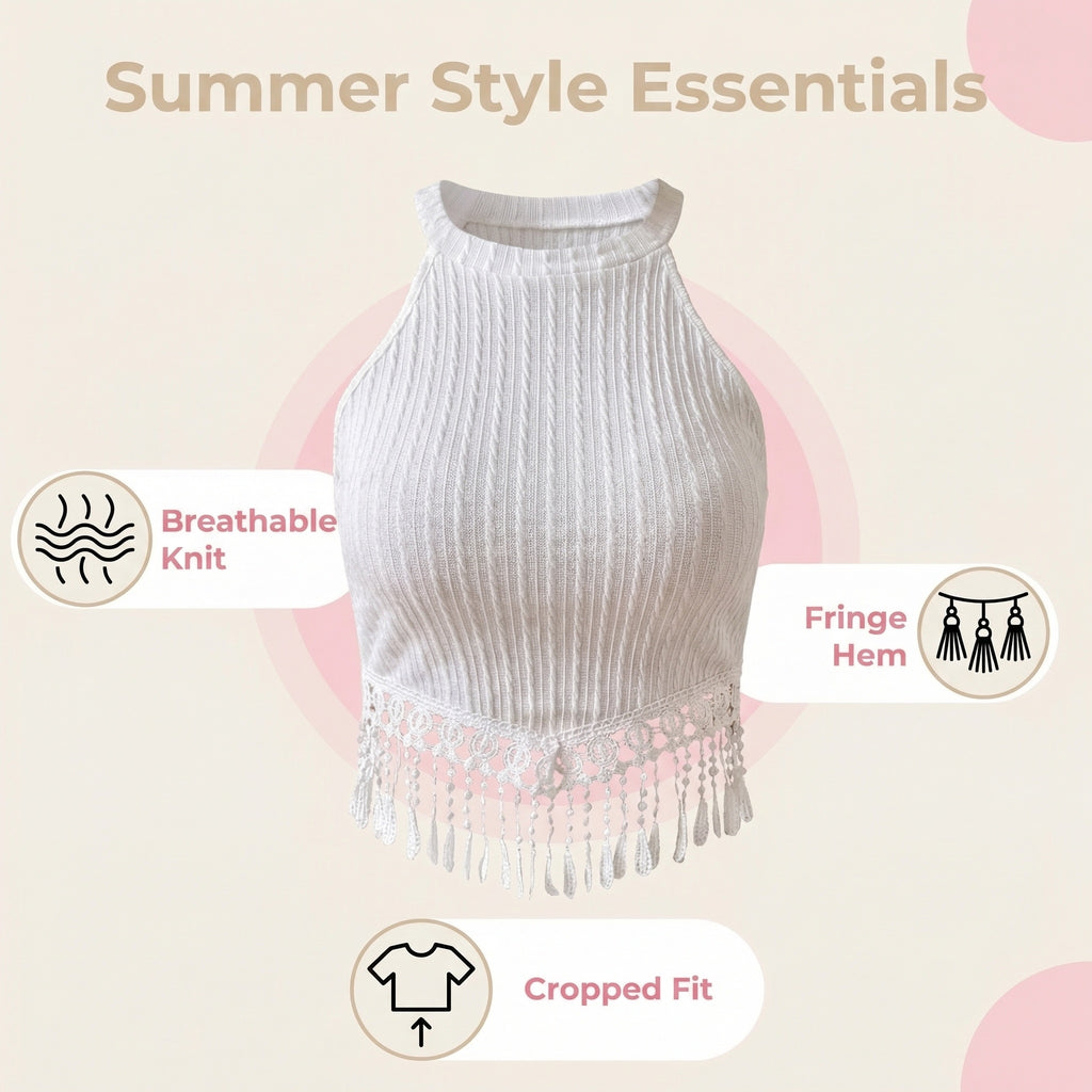 2026 Women's Spring And Summer New Fashion Elegant Tassel Crop